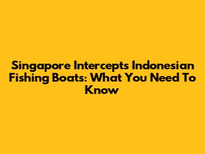 Singapore Intercepts Indonesian Fishing Boats: What You Need To Know