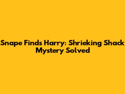 Snape Finds Harry: Shrieking Shack Mystery Solved
