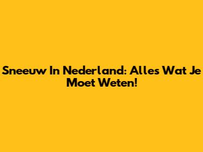 Sneeuw In Nederland: Alles Wat Je Moet Weten!