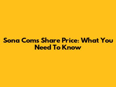 Sona Coms Share Price: What You Need To Know
