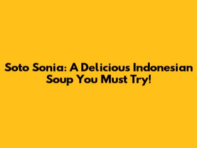 Soto Sonia: A Delicious Indonesian Soup You Must Try!