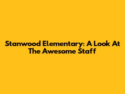 Stanwood Elementary: A Look At The Awesome Staff
