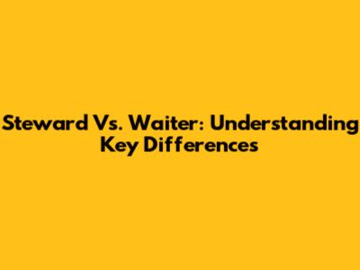 Steward Vs. Waiter: Understanding Key Differences