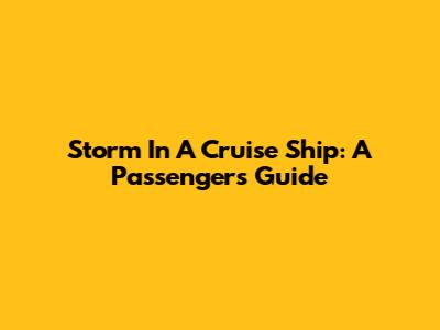 Storm In A Cruise Ship: A Passenger's Guide