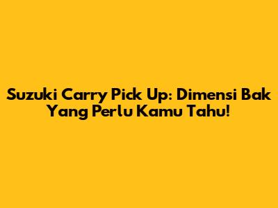 Suzuki Carry Pick Up: Dimensi Bak Yang Perlu Kamu Tahu!