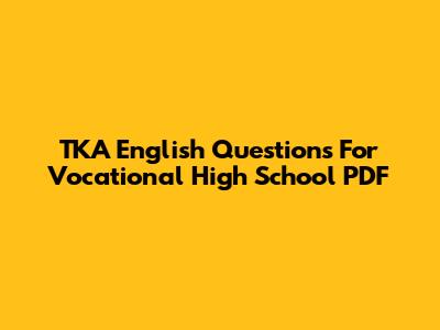 TKA English Questions For Vocational High School PDF