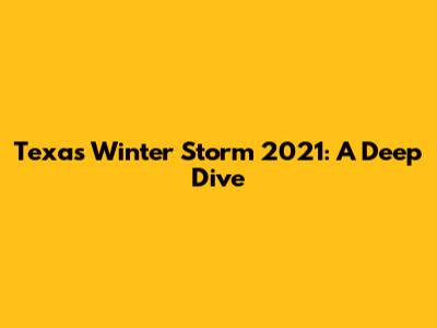 Texas Winter Storm 2021: A Deep Dive