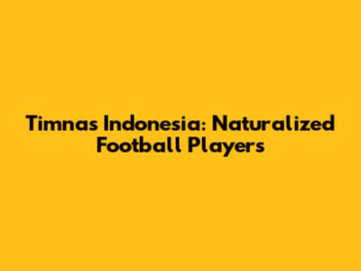 Timnas Indonesia: Naturalized Football Players