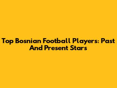 Top Bosnian Football Players: Past And Present Stars