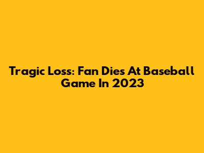Tragic Loss: Fan Dies At Baseball Game In 2023