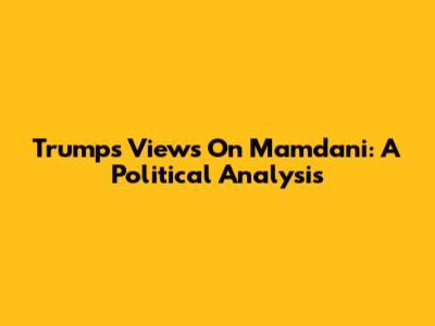 Trump's Views On Mamdani: A Political Analysis