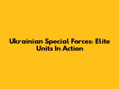 Ukrainian Special Forces: Elite Units In Action