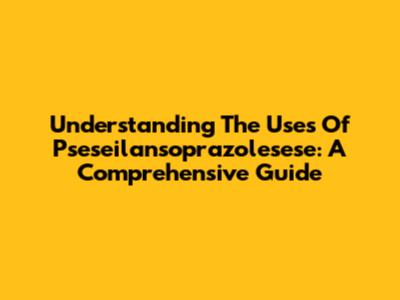 Understanding The Uses Of Pseseilansoprazolesese: A Comprehensive Guide
