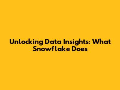 Unlocking Data Insights: What Snowflake Does