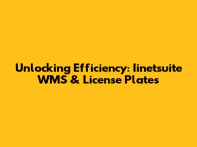 Unlocking Efficiency: Iinetsuite WMS & License Plates