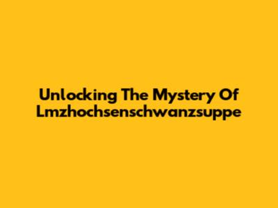 Unlocking The Mystery Of Lmzhochsenschwanzsuppe