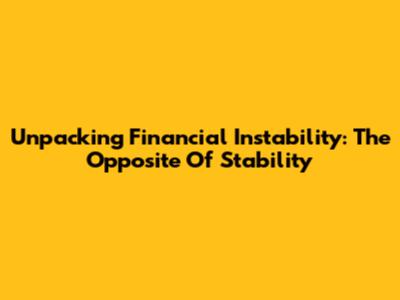 Unpacking Financial Instability: The Opposite Of Stability