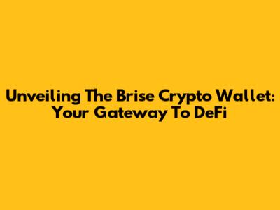 Unveiling The Brise Crypto Wallet: Your Gateway To DeFi