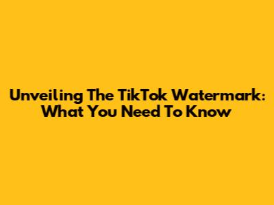 Unveiling The TikTok Watermark: What You Need To Know