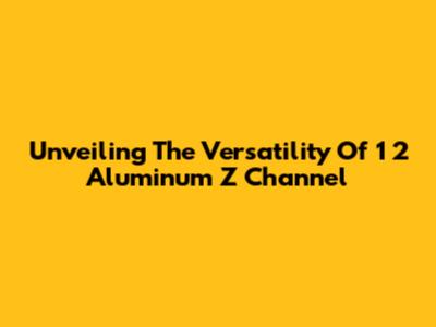 Unveiling The Versatility Of 1 2 Aluminum Z Channel