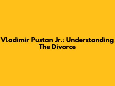 Vladimir Pustan Jr.: Understanding The Divorce