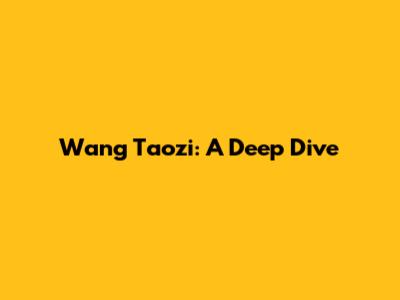 Wang Taozi: A Deep Dive