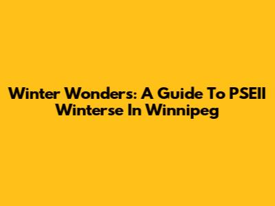 Winter Wonders: A Guide To PSEII Winterse In Winnipeg