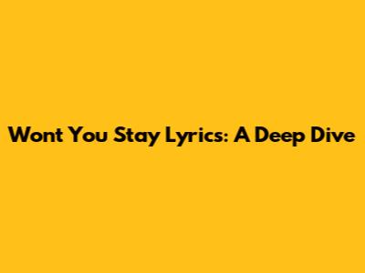 Won't You Stay Lyrics: A Deep Dive