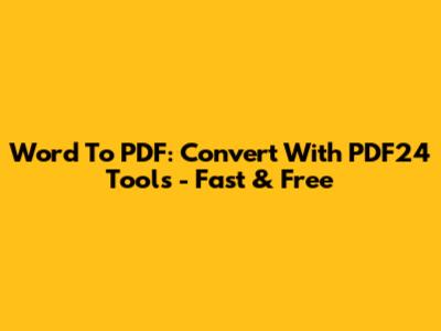 Word To PDF: Convert With PDF24 Tools - Fast & Free