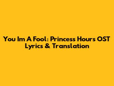 You I'm A Fool: Princess Hours OST Lyrics & Translation